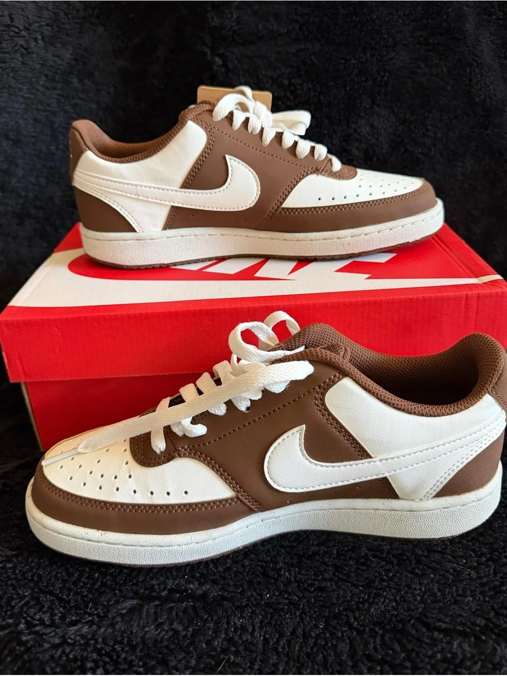 Nike Low-Top Sneakers in Brown and White - Picture 1 of 4
